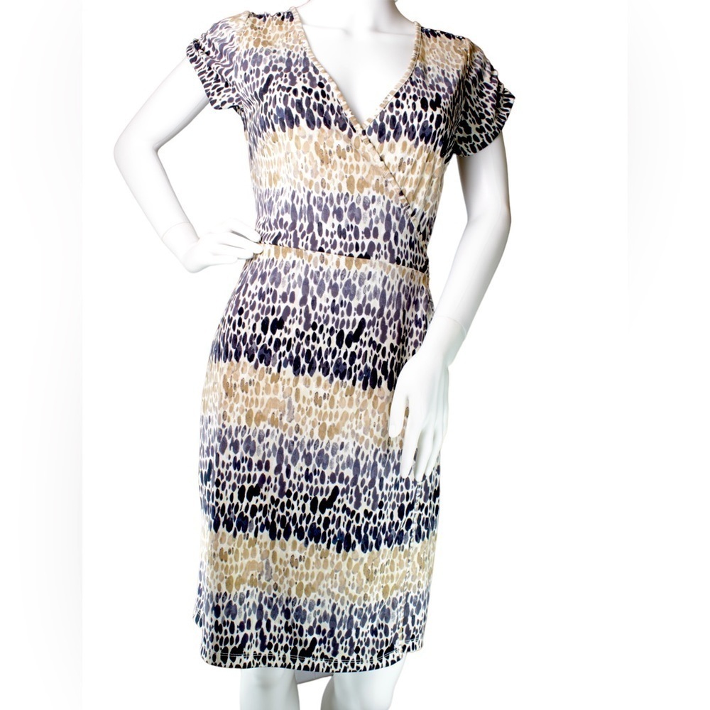 Ann Taylor Loft Women’s Multi Color Pebble Print Faux Wrap Dress Size Small
